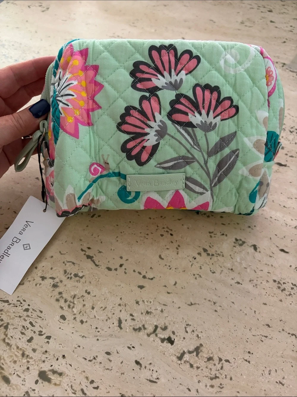 Reserved! Vera Bradley Iconic Medium Cosmetic Mint Flowers $35